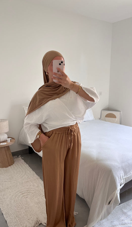 Pantalon fluide camel